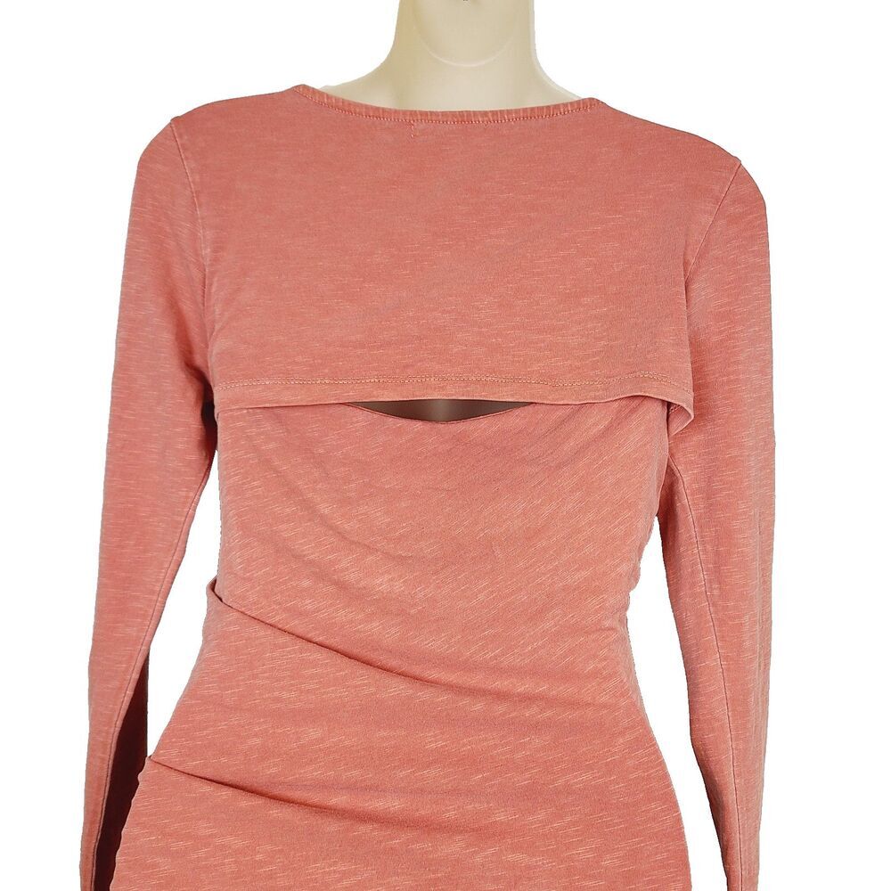 Sundry Draped Cutout Midi Dress In Pigmant Tandoori 1 (S) Orange Knit Midi - Picture 7 of 10